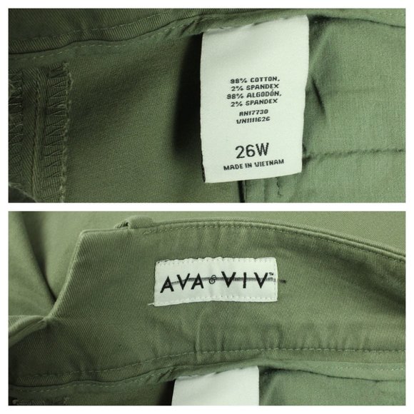 Ava & Viv Olive Green Casual Chino Shorts Size 26W - Picture 5 of 6